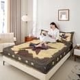 thumbnail image 5 of Homewish Tribal Texas Stars Twin Sheet Sets, Vintage American Stars Twin Fitted Sheet, Southwestern Style Flat Sheet, Super Cozy Room Decor, 3-Piece, 5 of 8