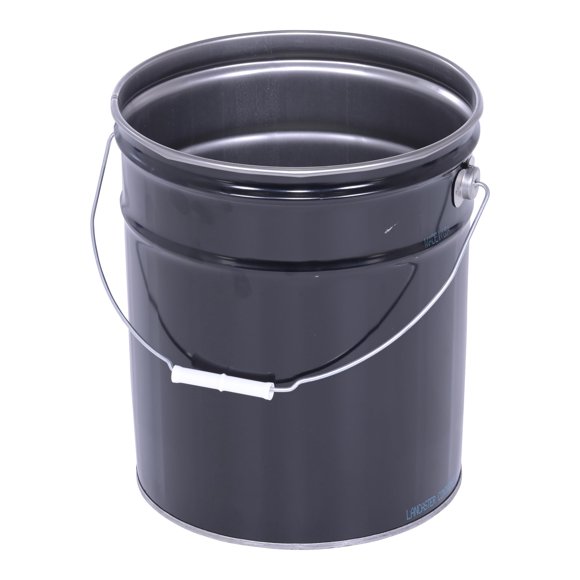 Cubeta de acero con cabezal abierto Vestil PAIL-STL-RI de 19 litros de capacidad, color negro