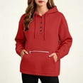 thumbnail image 5 of SYwaren Henley Hoodie for Women Oversized Long Sleeve Button Pullover Casual Sweatshirt Tops, 5 of 7