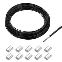 Uxcell 98Ft Wire Rope 304 Stainless Steel Cable 1/16" Vinyl Coated with 10Pcs Aluminum Sleeves Black
