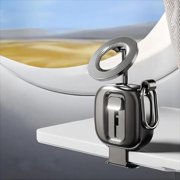 Travel Magnetic Phone Holder with Carabiner Clips 360° Rotation Swivel Head and Magnetic Ring Adapter,Universal Phone Stand for MagSafe,iPhone and Android Smartphones (Black)