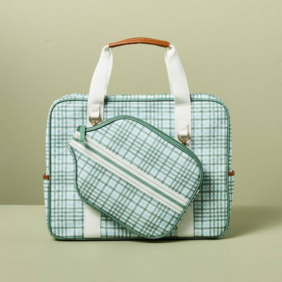 Plaid Pickleball Bag & Paddle Cover Set Green/Blue - Hearth & Hand â„¢ with Magnolia
