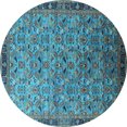 thumbnail image 1 of Ahgly Company Indoor Round Oriental Light Blue Industrial Area Rugs, 7' Round, 1 of 4