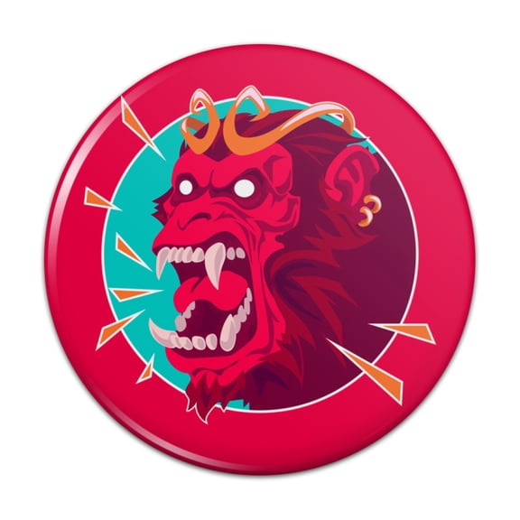 Rampaging Red Chimpanzee Ape Monkey King Pinback Button Pin