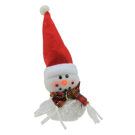 Roman 8" Plush Jolly Snowman with Red Santa Hat Christmas Ornament - Red/White
