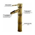 thumbnail image 4 of Grifo clásico de bambú, disponible para agua fría y caliente, boquilla de tres juntas para lavabo, fácil instalación sin herramientas especiales (bronce), 4 of 5