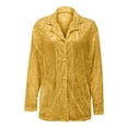 thumbnail image 4 of Tittly Button Down Shirts Sequin Tops for Women Women's Long Sleeve Fashionable Sequin Lapel Solid Color Casual Shirt Long Sleeve Shirts for Women Tshirts Shirts Gold L, 4 of 5