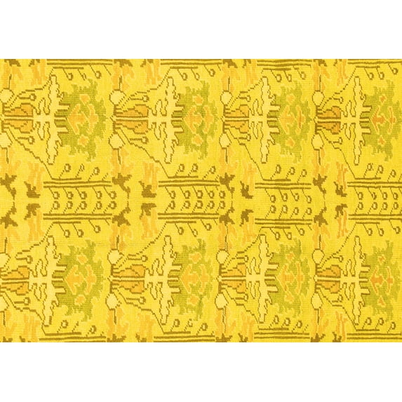 Ahgly Company Machine Washable Indoor Rectangle Abstract Yellow Modern Area Rugs, 3' x 5'