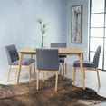 thumbnail image 2 of GDF Studio Tofolli Mid Century Modern Fabric Upholstered Wood 5 Piece Dining Set, Natural Oak and Dark Gray, 2 of 11
