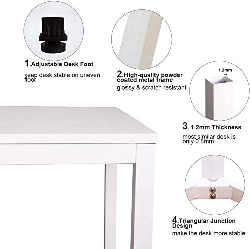 SogesPower 29.5"H Writing Computer Desk for Home Office- White