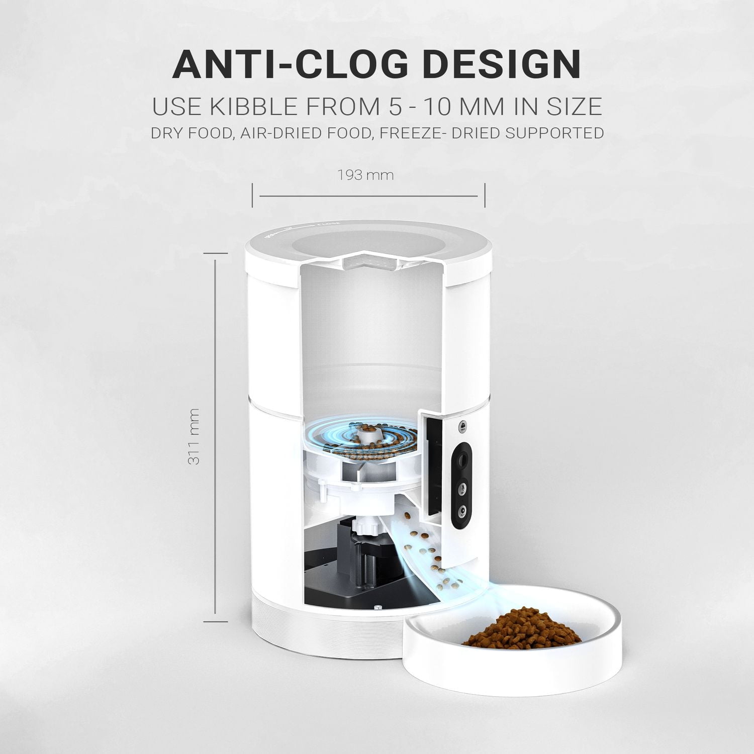 Instachew Purechew Distributeur automatique de nourriture pour animaux avec caméra HD, distributeur de nourriture pour chats et chiens, distributeur de friandises programmable avec enregistrement vidé