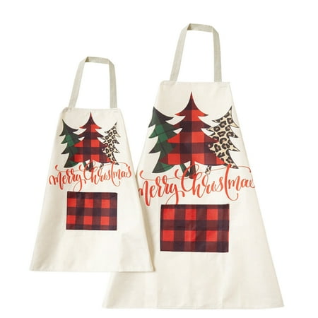 

Yubnlvae christmas decorations Parent Children the Family Kitchen Christmas Print Linen Family Aprons 2PC