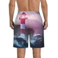 thumbnail image 3 of Kll Lighthouse Waves Torrential Rain Men'S Casual Summer Beach Shorts Hawaiian Shorts With Pockets-Xx-Large, 3 of 9