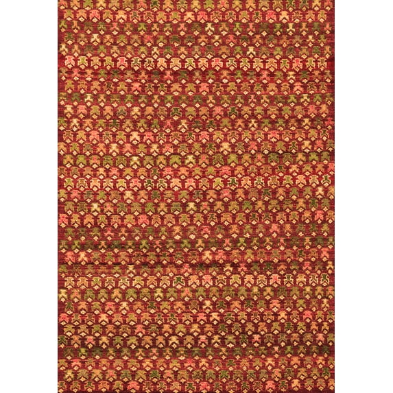 Ahgly Company Indoor Rectangle Abstract Orange Contemporary Area Rugs, 8' x 10'