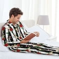 thumbnail image 6 of Naloa Rose Flowers Men’s Pajamas Set - Long Sleeve Button Down Sleep Shirt and Pajama Bottoms Sleepwear Set-, 6 of 7