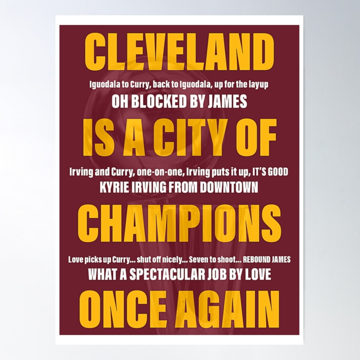 Cavaliers 2016 Championship Commemorative Poster Wall Art, Modern Wall Decor, 16x24 UNFRAMED