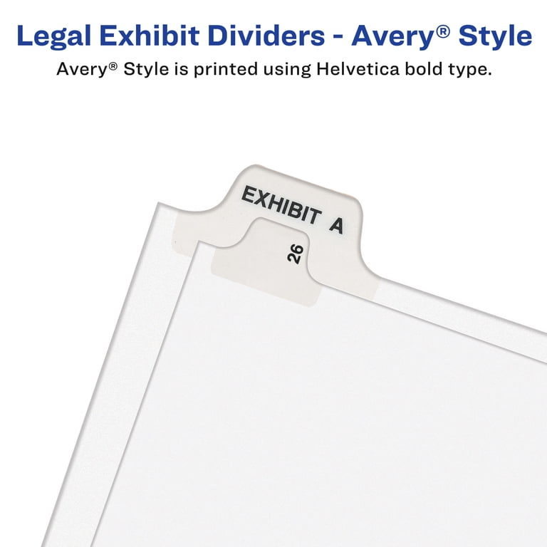 Avery Legal Exhibit Binder Dividers, Preprinted 26-50 and Table of