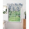 thumbnail image 2 of Waterfall Valances for Windows, Navy Blue Grey Leaves Kitchen Sheer Valance Curtains, Summer Tropical Plant Aesthetics Rod Pocket Elegant Swag Valances for Living Room Bedroom, 47.2"x38.5", 1 Panel, 2 of 8