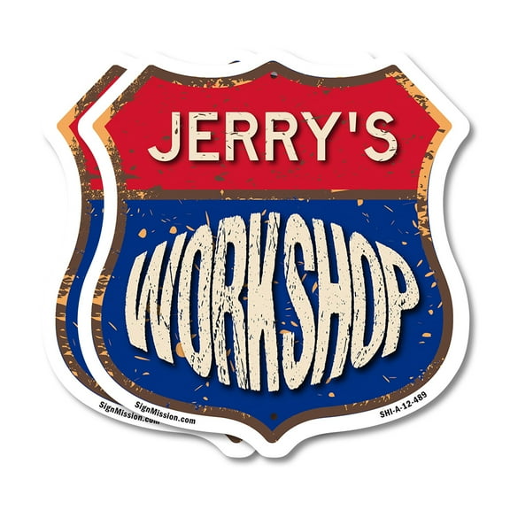 Jerry's Workshop (2 Pack) 12 inch X 12 inch Shield-Shaped Rust-Free Aluminum Metal Signs Weather Resistant, UV Protected To last, Gift for Dads and Uncles Classic Americana Crafted in