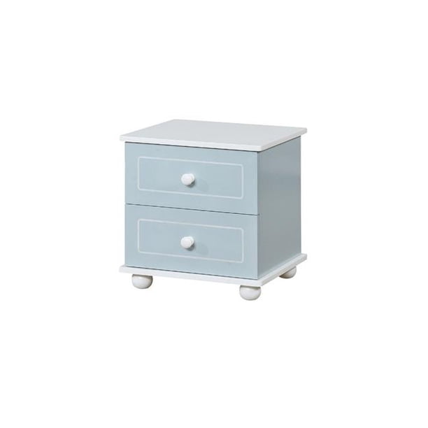 Benzara Bm186365 Two Drawer Solid Wood Nightstand With Round Feet 44 Blue White 19 25 X 16 875 X 15 In Walmart Com Walmart Com