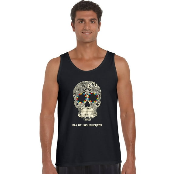 LA Pop Art Men's Word Art Tank Top - Dia De Los Muertos