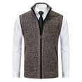 thumbnail image 4 of Bcfgryg Mens Autumn And Winter Printed Pocket Knitted Wool Cardigan Vest Sweater Vest Mens Cardigans Brown L, 4 of 5