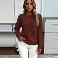 thumbnail image 5 of Womens Cable Knitted Sweaters Fall Winter 2026 Oversized Trendy Sweater Cozy Long Sleeve Crewneck Soft Pullovers,S, 5 of 5