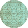 thumbnail image 1 of Ahgly Company Indoor Round Oriental Light Blue Modern Area Rugs, 3' Round, 1 of 4