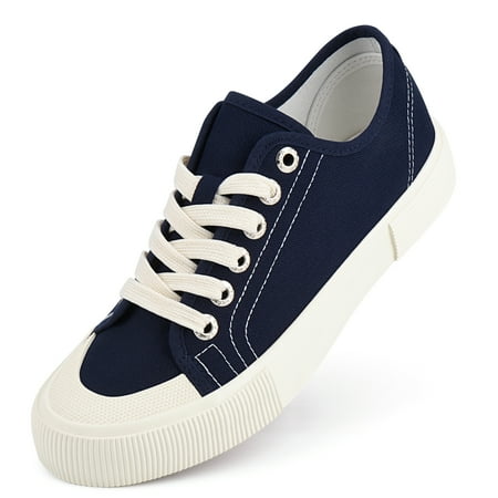 JENN ARDOR Women s Canvas Fashion Sneakers Comfortable Low Top Lace Up Comfortable Casual Shoes Walking Flats