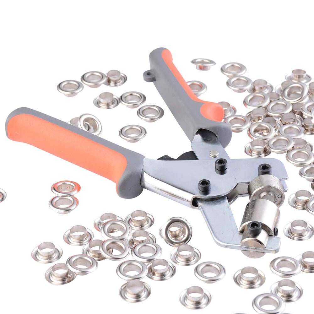 Handheld Grommets 3//8 InchPunching Hole Pliers Press+500pcs Silver Grommets