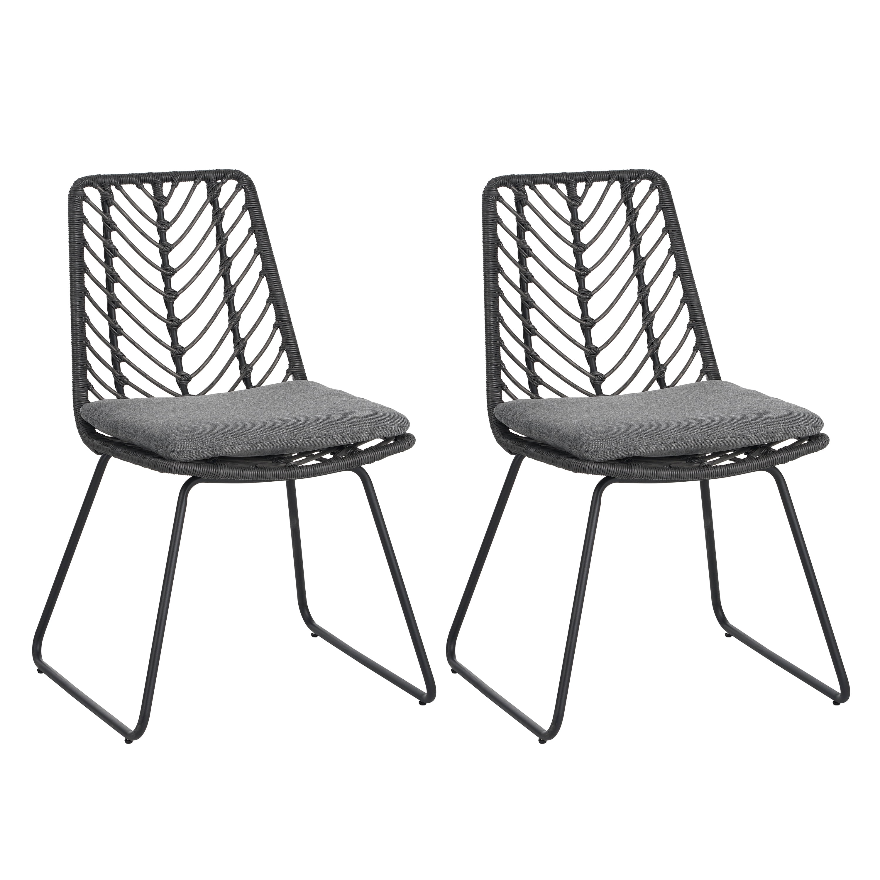 Euroco DEJA CHAIR,2PCS with 2 Cushions,Gray