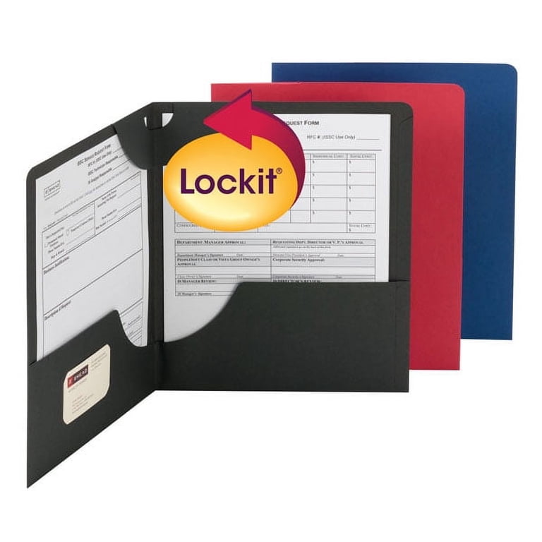 Smead Poly Lockit Two-Pocket Folders - Letter Size, Black, Box Of 25