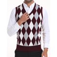 thumbnail image 2 of Aiyino Mens Sweater Vests Sleeveless V-Neck Knit Pullover Vest Casual Argyle Pullover Knitwear Vests Tank Top Sweater Vest with Ribbed Edge, 2 of 7
