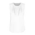 thumbnail image 3 of Womens Blouses and Tops Dressy Women's Summer Loose Vest Sleeveless Round Neck Pleated Casual Solid Color Top, 3 of 4