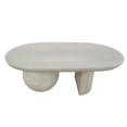 thumbnail image 2 of 38 Inch Coffee Table- Oblong Mango Wood Top with a Modern Ball Leg- Washed White, 2 of 5