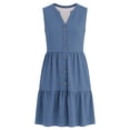 thumbnail image 5 of Uootdi Midi Dresses for Women V Neck Solid Color Sleeveless Button Front Tiered Dress Soft Stretchy Top Casual Blouse Gift, 5 of 7