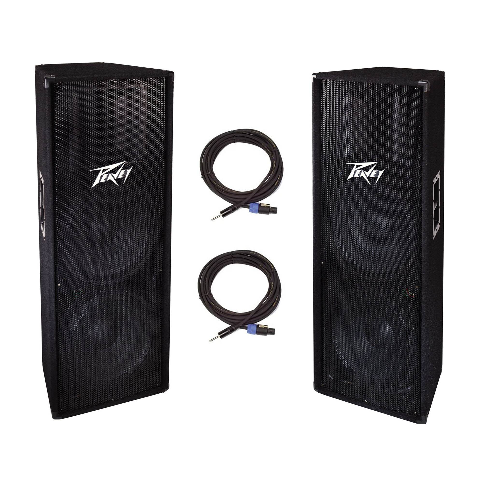Peavey 2 Way 1400W Dual 15" DJ PA System Loudspeaker (2) + 25' Speaker
