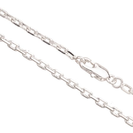 16Inch Necklace Silver Diamond Cut Cable Chain With Lobster Claw Clasp