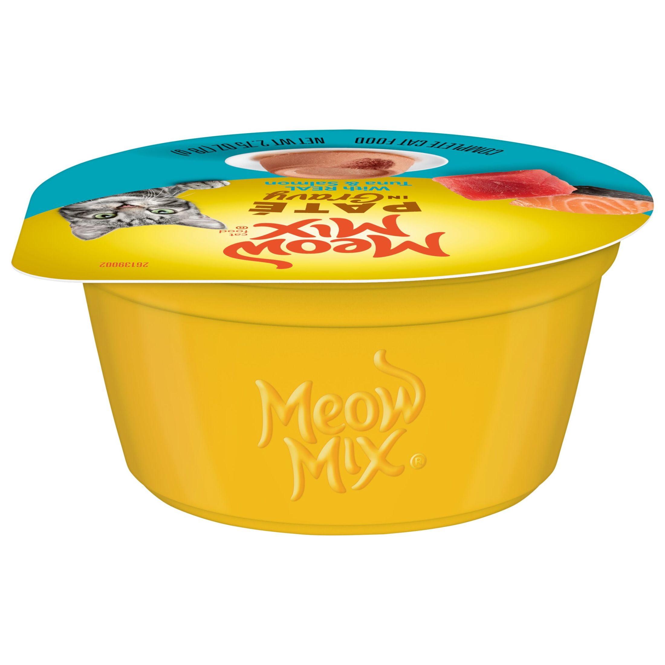 (12 pack) Meow Mix Pate in Gravy With Real Tuna & Salmon, Wet Cat Food, 2.75 oz Cup