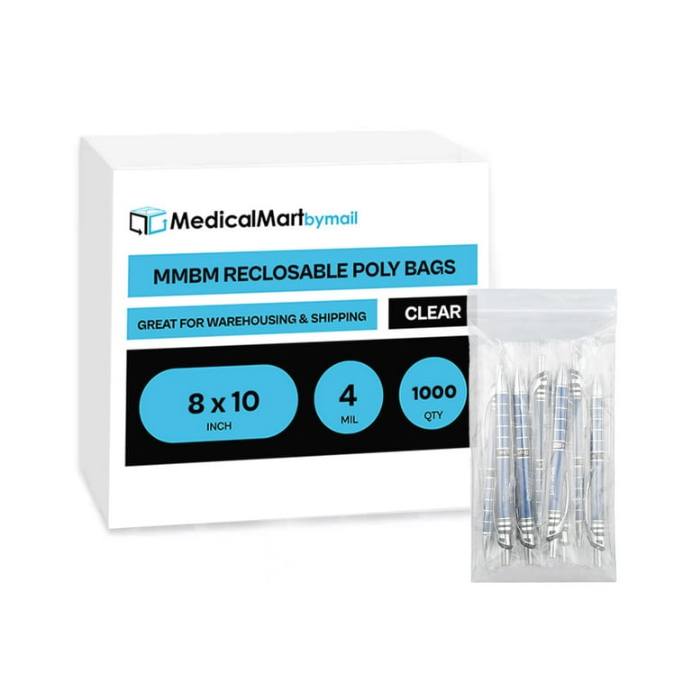 1000 Pack 8x10 Clear Resealable Bags - 4 Mil Thick Storage Bags For Jewelry, Crafts, Parts