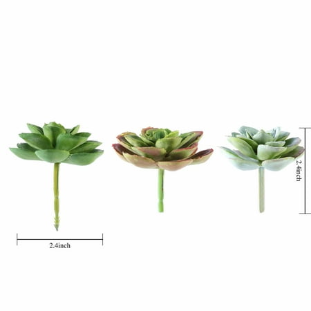 BalsaCircle 3 pcs 3-Inch Assorted Artificial Faux Succulent Picks Echeveria Rosettes Stems Wedding Tabletop Centerpieces