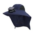 thumbnail image 1 of Sombrero de ventilador solar, sombrero de cubo, sombrero de ala ancha para el sol, para ciclismo, mochilero, mujeres y hombres Azul profundo, 1 of 8