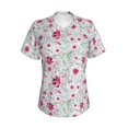 thumbnail image 2 of Uemuo Lilies Flowers Printed Women's Classic V-Neck T-Shirt - Soft, Breathable, Moisture-Wicking, Perfect for Casual, Office, Travel, and Everyday Wear-Large, 2 of 5