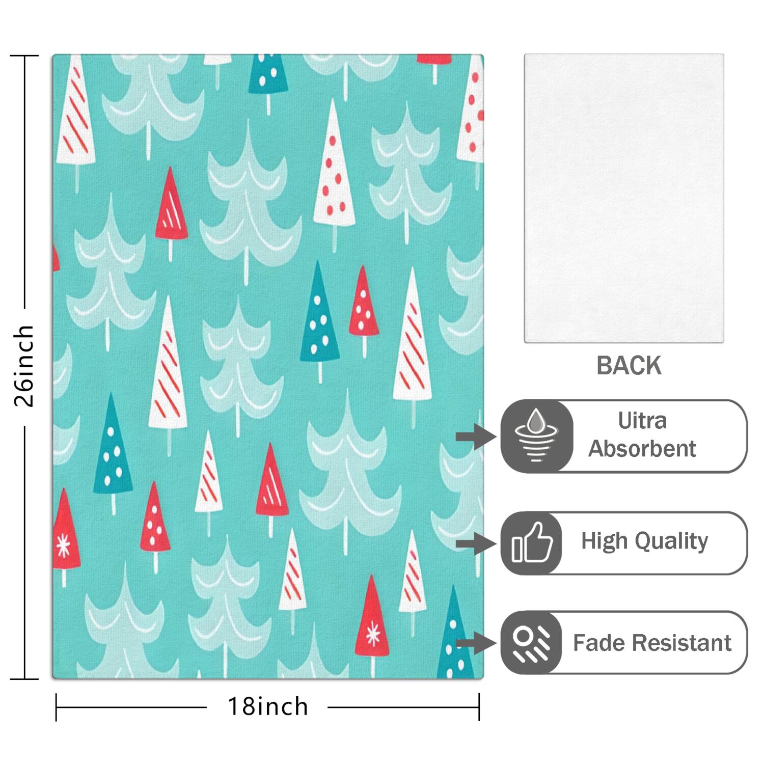 6 Pcs Funny Kitchen Towels,Turquoise Christmas Tree Pattern Microfiber Dish Towels,Kitchen Tea Towels,Kitchen Towel Set (18" X 26")