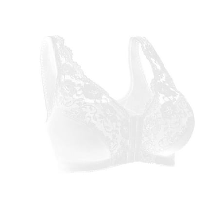 

DNDKILG Womens Wireless Padded No Underwire Bralettes Constant Push Up Plunge Bra Front Closure Bras White M