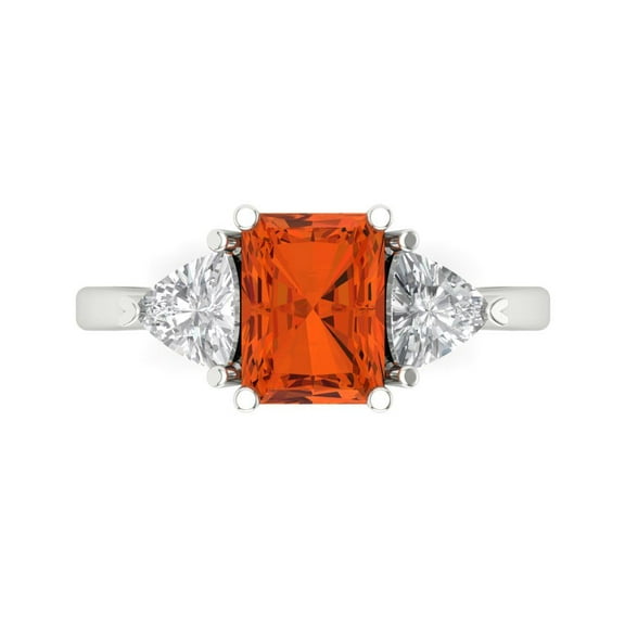 Three-Stone Engagement Ring for Women - 2.82ct Simulated Red Diamond in 18K White Gold Promise Ring