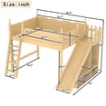 thumbnail image 3 of Leumius Full Loft Bed Frame with Storage Shelves and Wardrobe, Solid Wood Loft Bed with Detachable Slide and Ladders for Kids Teens Adults Natural, 3 of 8