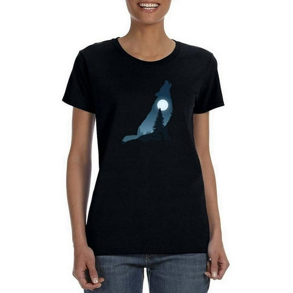 Howling Wolf Forest T-Shirt Women -SPIdeals Designs, Female 4X-Large