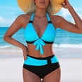 thumbnail image 7 of vigerkar Women's Two Piece Bikini Sets Push Up Halter Bikini Bathing Suit Adjustable 2 Piece Swimsuit (Blue, M), 7 of 7