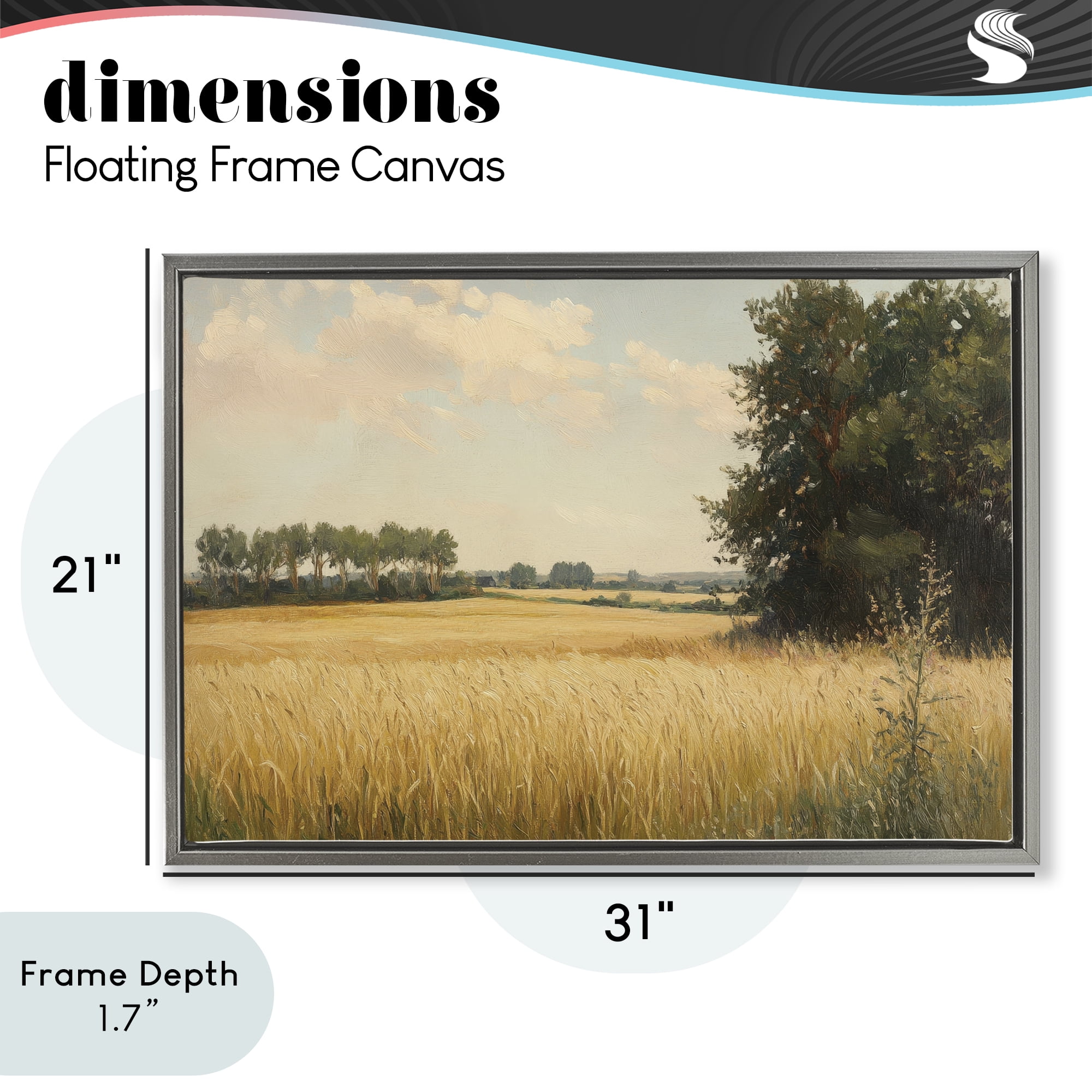 Stupell Industries Where The Wheat Grows Gray Framed Floater Canvas Wall Art, design by Petal Prints Design